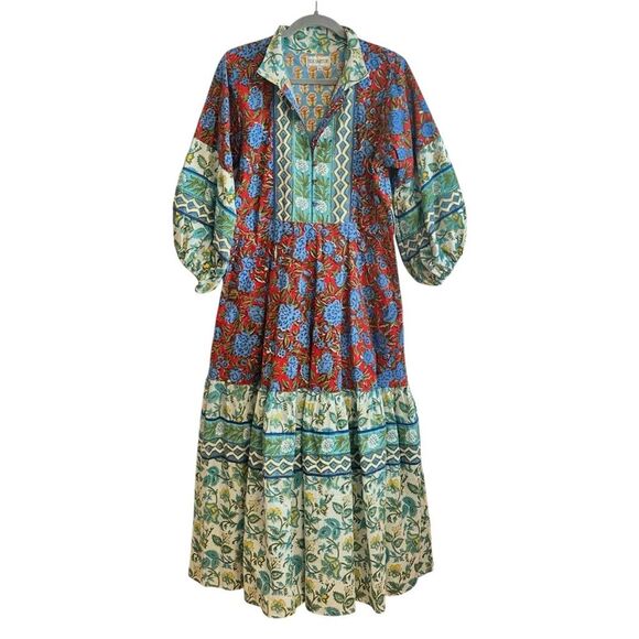 Sue Sartor Floral Flounce Midi Dress size XS - Picture 1 of 11